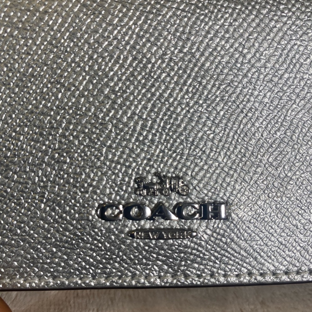 Coach Metallic Silver Textured Wallet